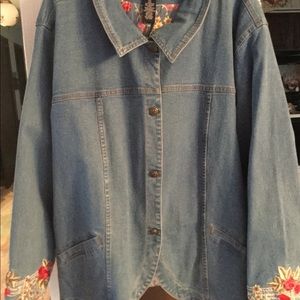 Denim & Co 3x Embroidered Blue Jean Jacket